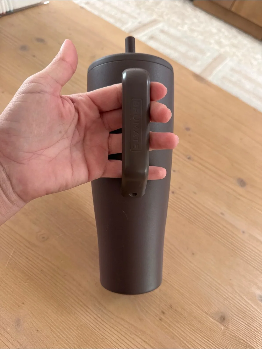 Brumate Brown Insulated Travel Mug with Handle and Straw